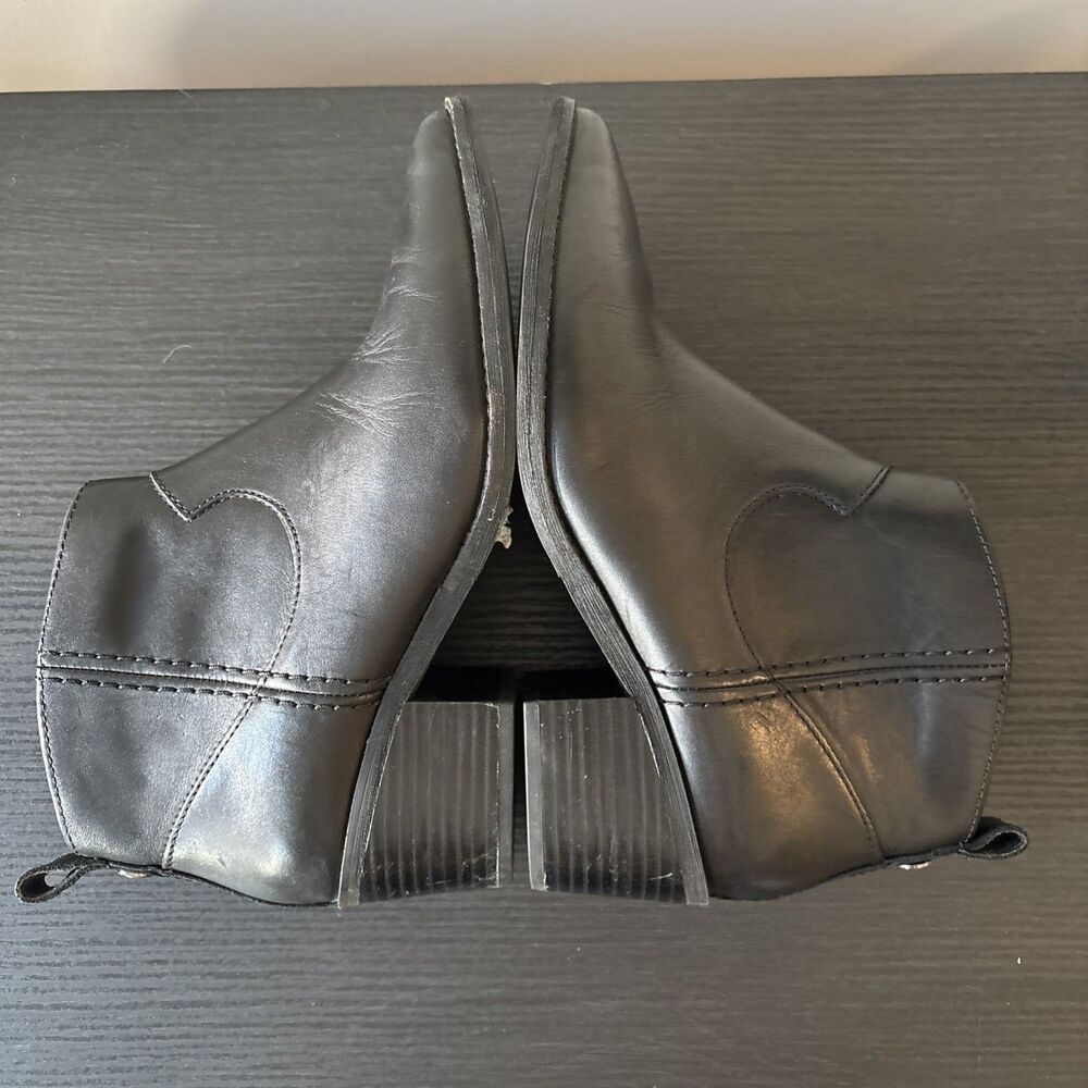 Clarks Women Black Leather Ankle Boot 9M Morzine Sky Block Heel Western Pointed - Picture 5 of 9